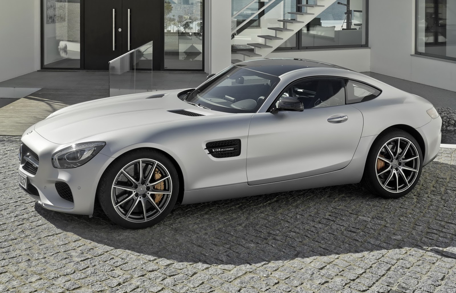 Silver-Mercedes-AMG-GT-front-side