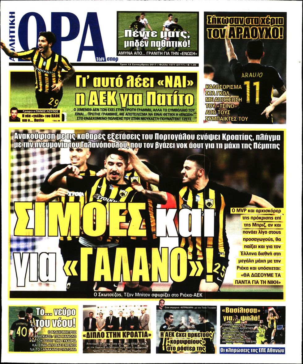 αθλητικά πρωτοσέλιδα